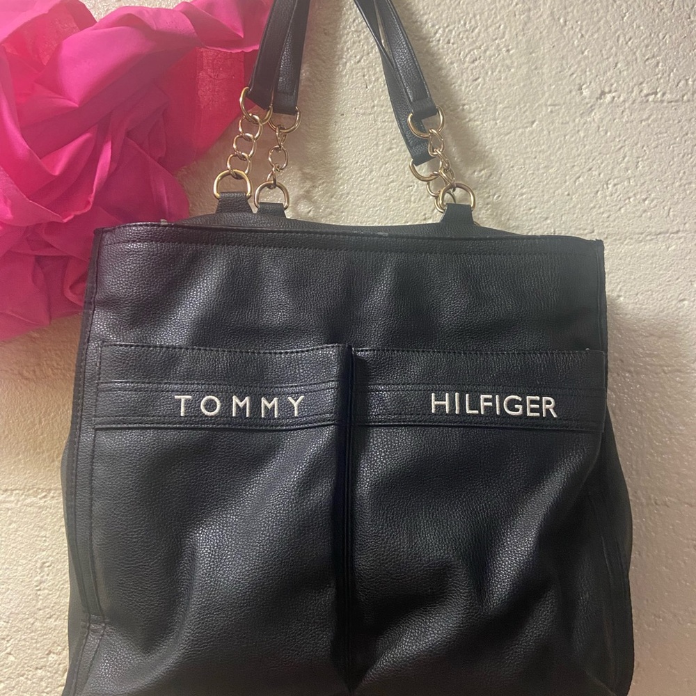 Tommy Hilfiger Black Tote with Gold Accents